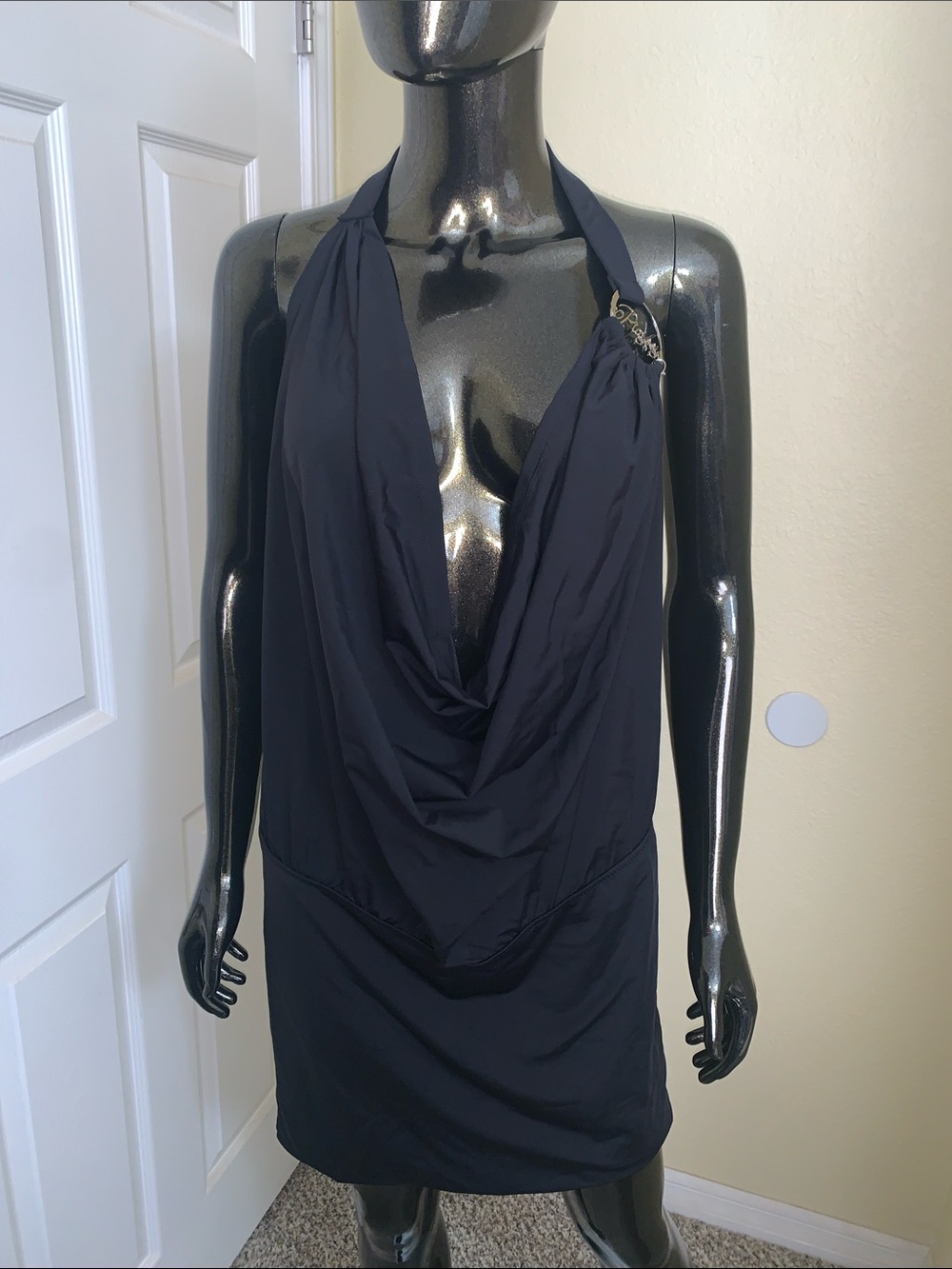 Dolls Kill x Playboy Collab Black Halter Cowl Mini Dress, Size XL, NWOT